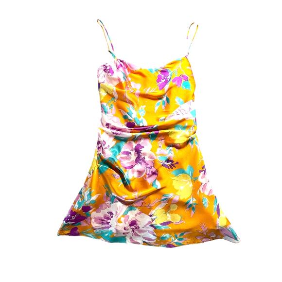ASTR the Label Mini Dress - S - Orange Multi Floral - Adjustable Straps - NWT - Picture 2 of 15